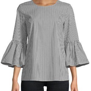 Calvin Klein Striped Bell-Sleeve Top Large